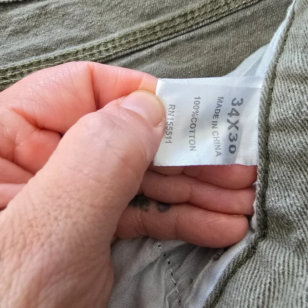 Aeropostale | khaki green denim workwear carpenter straight leg pants | MENS 34